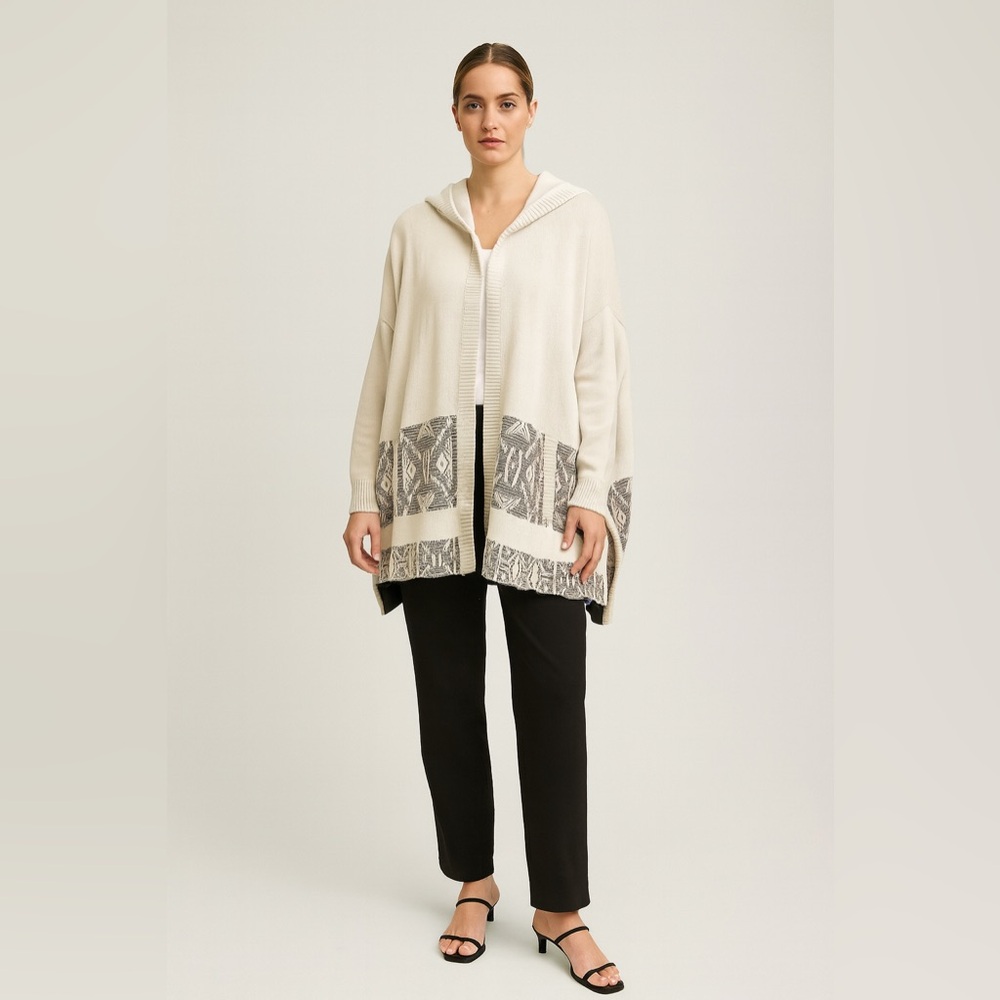 Twelfth Street by Cynthia Vincent Cream Knit Poncho Sweater